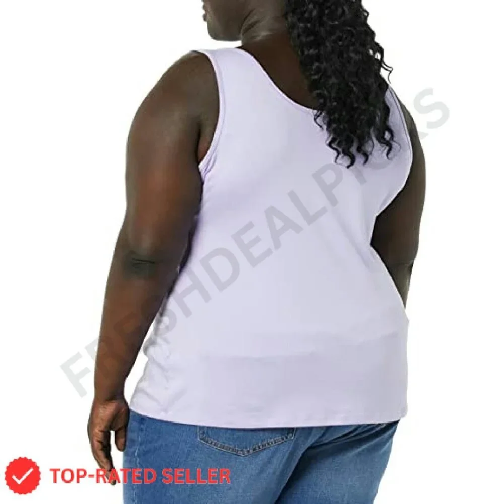 Plus Size Slim Fit Tank Tops Pack of 2 Soft Cotton Modal Rib Essential - Picture 6 of 7